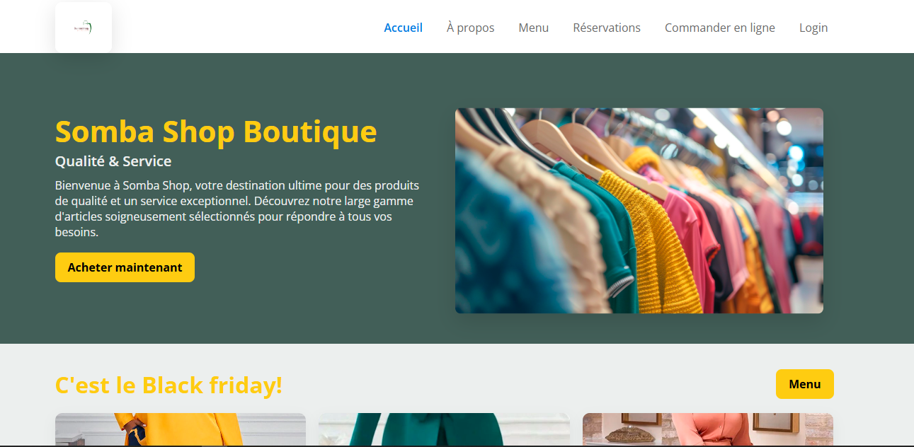 Capture d'écran de la boutique e-commerce Somba Shop