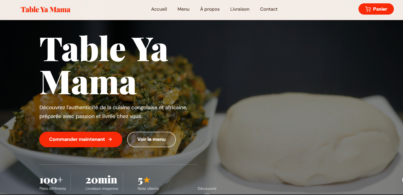 Capture d'écran du site restaurant Table Ya Mama
